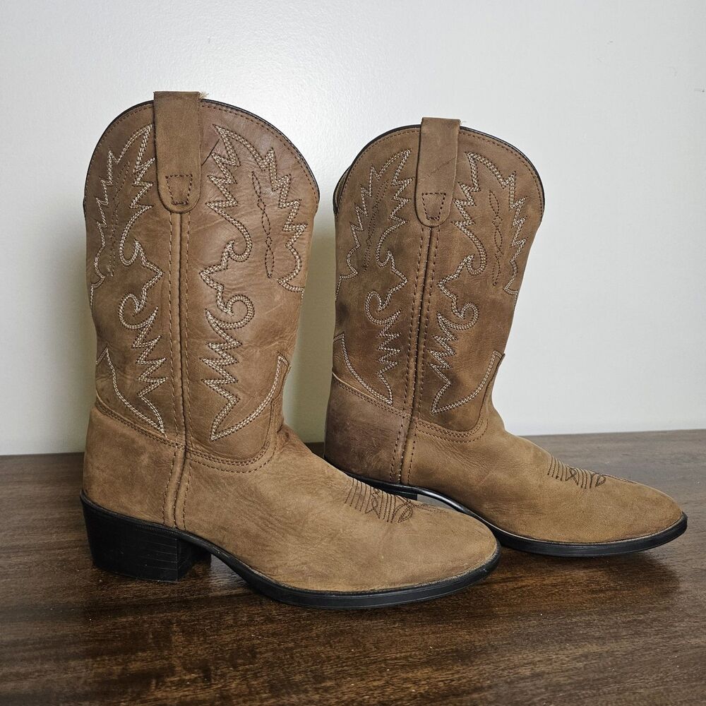 Dan Post Women’s Western Cowboy Boots Size 5 Caramel Leather Embroidered